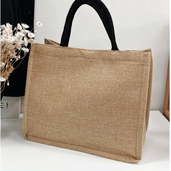 Mama Linen Shopping Tote Bag Button Closure Bonus Zip Bag - Picture 5 of 7